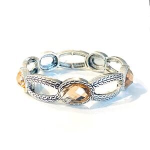 Silver Stretch Bracelet with Blush Stones